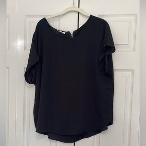 Maurices Black Relaxed Notched Collar Blouse